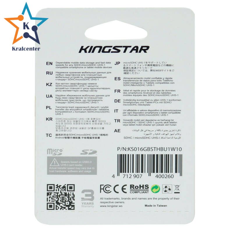 KingStar U1 C10 85MB/S 16GB Memory Card